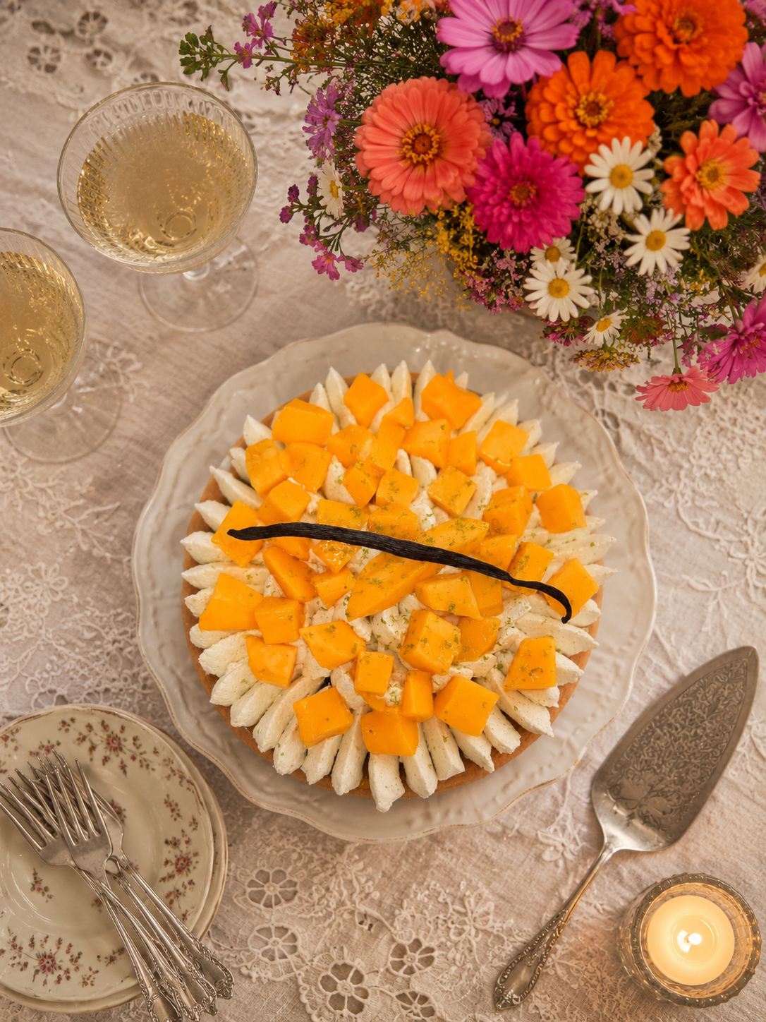 Tarte mangue passion vanille faite maison