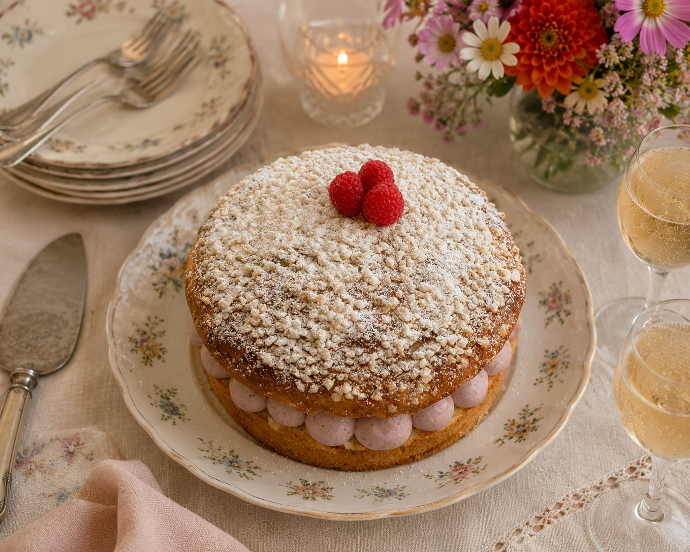Tarte tropézienne framboise faite maison