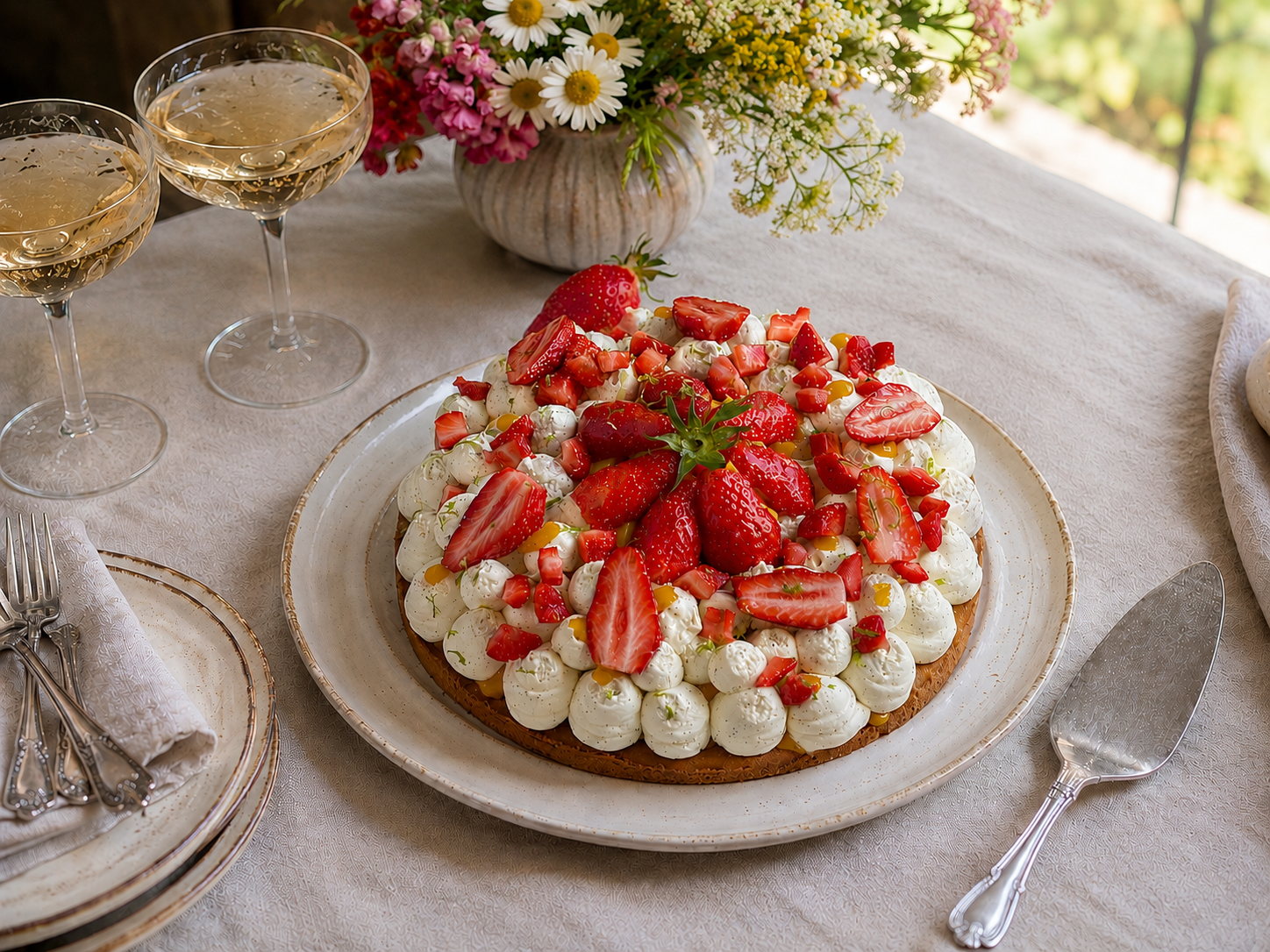 Tarte fraise mangue, pâtisserie sur commande
