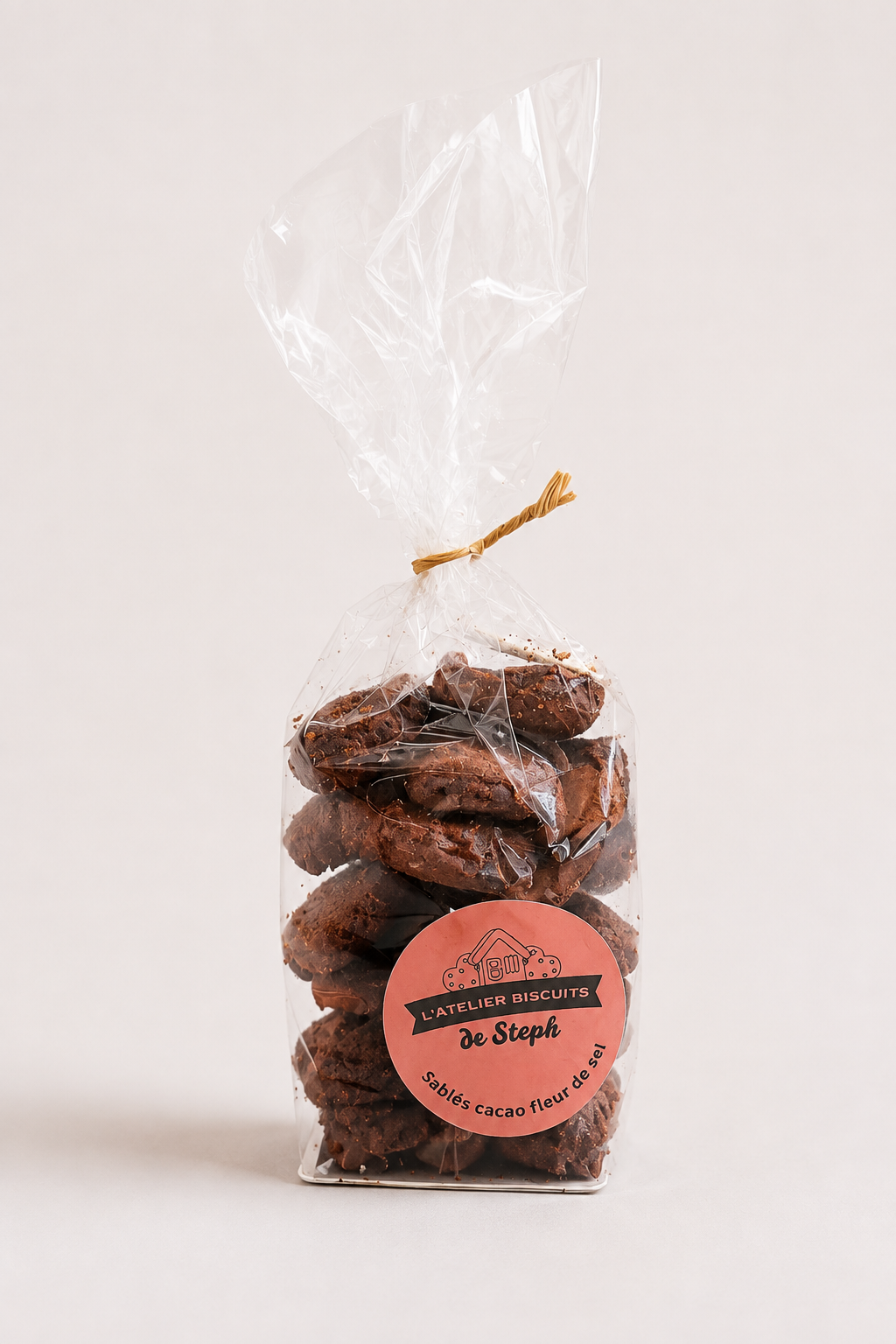 Sachet de sablés cacao fleur de sel, idée de cadeau d'entreprise